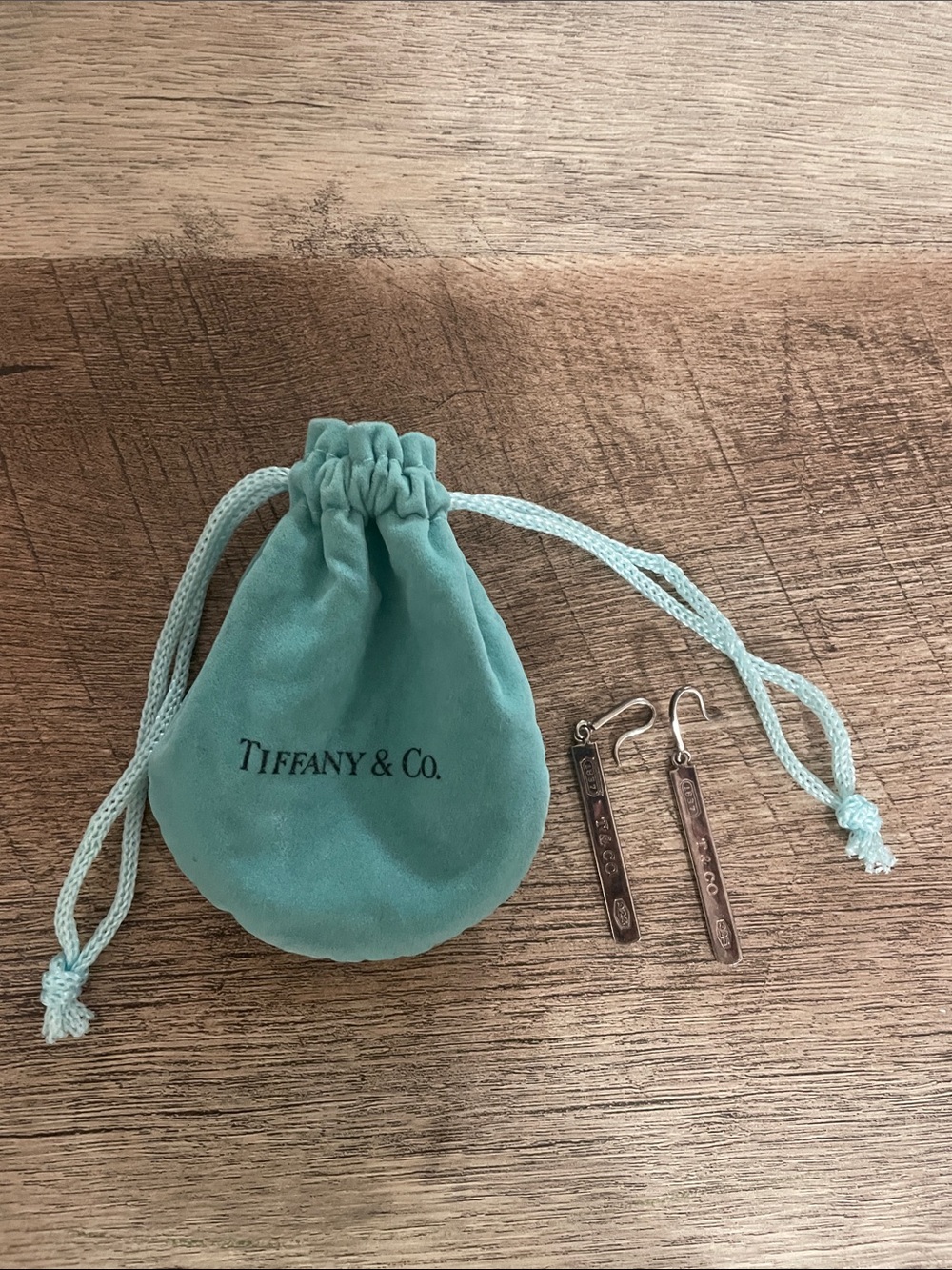 Tiffany & Co. sterling-silver bar/drop earrings 1837